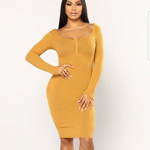 New Ribbed Long Sleeve Dress